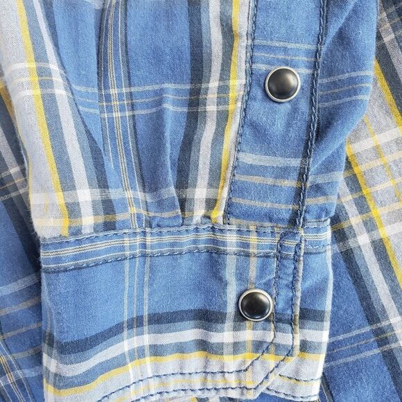 Realtree Blue Plaid Mens Large Snap Button Up Shirt Long Sleeve - Picture 4 of 8